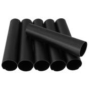 Sechs schwarze Papierrollen in verschiedenen Positionen. Alle Rollen sind gleichmäßig und glatt.