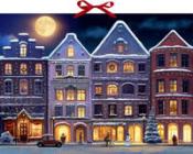 Wand-Adventskalender – Winterstadt am Abend
