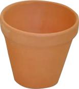 Terrakotta-Blumentopf in konischer Form. Unlackierte Oberfläche.