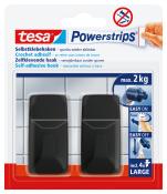 TESA Powerstrips Klebehaken L rechteckig max. 2 kg 2 Stück schwarz