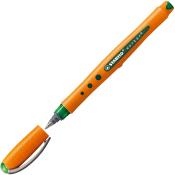 Oranger Stift mit grünem Deckel. Der Stift hat eine breite Spitze und eine ergonomische Form.