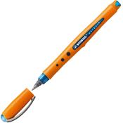 orangefarbener Stift mit abnehmbarem Deckel. Gummierte Oberfläche für besseren Halt. Spitze ist blau.