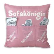 Kissen Sofakönigin mit 3 Taschen rosa