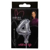 AMIRA Zahlenkerze 4 ca. 13 cm silber