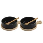 MORITZ & MORITZ Bambus Träger mit 2 Keramik Schalen schwarz