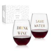 ILP Weinglas-Set Drink wine, save water 500 ml 2 Stück transparent