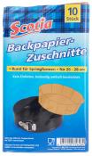 Verpackung mit Backpapier-Zuschnitten für Springformen. Enthält 10 runde Stücke, geeignet für Durchmesser 26-28 cm.