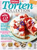 Cover der Sammlung 'Torten Kollektion'. Bunte Torte mit Erdbeeren und Sahne, umgeben von Backtipps.