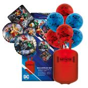 Helliumballon-Set Justice League mit Helium Einwegzylinder bunt