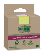 POST-IT Haftnotizen Super Sticky Recycling 76 x 76 mm 3 x 70 Bl. mehrere Farben