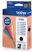 Schwarze Druckerpatrone von Brother. Verpackung zeigt verschiedene Druckermodelle.