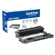 Schwarze Trommel für Drucker. Verpackung in Blau mit weißem Schriftzug. Modell DR-2400. Enthält die Trommel und technische Informationen.