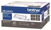 Verpackung für Brother Trommeleinheit DR-243CL. Enthält vier Farben: Cyan, Magenta, Gelb und Schwarz.