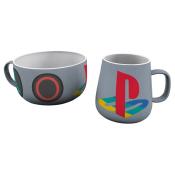 Keramik-Set PlayStation Becher und Schüssel grau