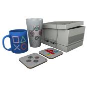 Geschenk-Set PlayStation Tasse, Becher und zwei Untersetzer bunt