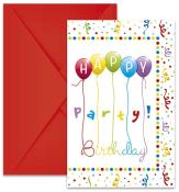 Einladungskarten - Happy Birthday, inkl. Umschläge, 6 Stück 