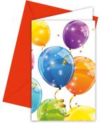 Einladungskarten Sparkling Balloons inkl. Umschläge 6 Stück bunt
