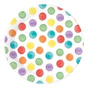 PROCOS Pappteller Multiwatercolor Dots 23 cm 8 Stück bunt