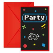 Einladungskarten mit Kuverts Gaming Party 12-teilig bunt