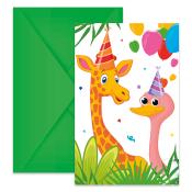Einladungskarten mit Kuverts Jungle Ballons 12-teilig bunt