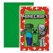 Einladungskarten mit Kuverts Minecraft 12-teilig bunt