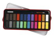 Aquarellfarben-Set, 24 Farben, in Metallkasten, inklusive Pinsel 
