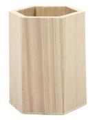 Stifthalter sechseckig aus Holz 8 x 8 x 10,5 cm natur