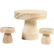 Möbel-Set aus Holz 3 Teile natur