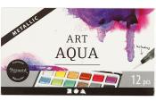 CREATIV COMPANY Metallic-Aquarellfarben-Set 12 Farben inklusive Wassertank-Pinsel 