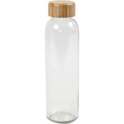 Glas-Trinkflasche mit Bambusdeckel 500 ml transparent