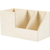 Holzbox mit drei Fächern. Unbehandelt und schlicht im Design.