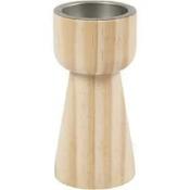 Holzkerzenhalter in konischer Form. Oben mit metallischem Einsatz.