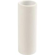Weißer, schmaler Keramikvase in zylindrischer Form. Oberseite offen, schlichtes Design.