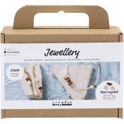 Kreativset für Schmuckherstellung. Enthält Materialien für zwei Ohrringe und ein Armband mit echten Kristallen.