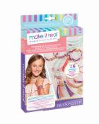 Verpackung für ein Schmuckset mit Armbändern. Enthält bunte Materialien und eine Anleitung.