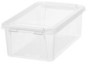 transparente Kunststoffbox mit Deckel. Rechteckige Form, praktische Verschlüsse an den Seiten.