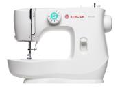 weiße Nähmaschine von Singer. Modell M1505 mit verschiedenen Nähprogrammen.