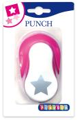 Ein Papierlocher in Form eines Sterns. Die Farbe ist pink und silber.