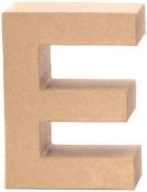 Dreidimensionaler Buchstabe E aus Pappe. Unlackiert und in neutralem Farbton.