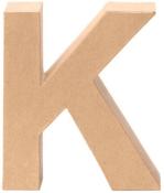 Dreidimensionaler Buchstabe K aus Pappe. Farbe ist braun.