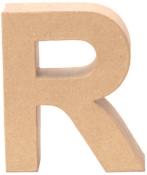 Buchstabe R aus braunem Material. Dreidimensional und schlicht.