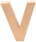 Buchstabe V aus hellem Material. Dreidimensional und schlicht.