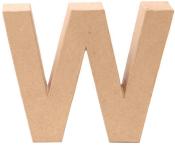 Dreidimensionaler Buchstabe W aus Pappe. Farbe ist braun und unbemalt.