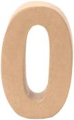Zahlenfigur '0' aus Karton. Beige Farbe, leicht strukturiert. Hohe, offene Form.
