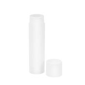 Weißer Lippenbalsam in runder, schlanker Tube. Der Deckel ist abnehmbar.
