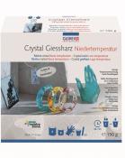 Verpackung für Kristall-Gießharz in verschiedenen Farben. Enthält Ringe und eine Handschuhabbildung.