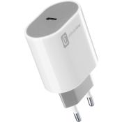 Weißes Ladegerät mit USB-C-Anschluss. Kompakte Form mit zwei Stiften.