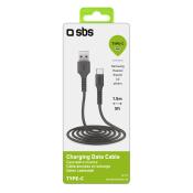 SBS USB Data Cable for Mobile Phones USB 2.0/Type C 1,5m black