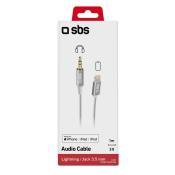 SBS Apple Lightning Adapter with Jack 3,5mm Connector 1m white
