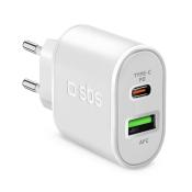 SBS Travel Charger 1x USB Type C + 1 USB AFC 20W